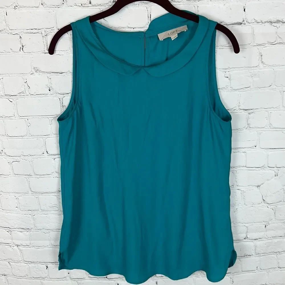 Loft Teal Sleeveless Blouse Size Small